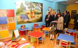 Artsakh President Participated in Ceremony of Opening a New Kindergarten in Shushi