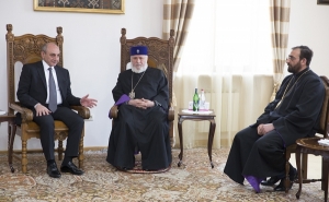  Artsakh President Met with Catholicos of All Armenians Garegin II 