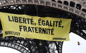 Anti-Le Pen Banner On Eiffel Tower