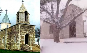 Азербайджанцы устроили кафе на территории церкви Канач жам в Шуши (видео)