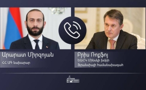 Ararat Mirzoyan with Co-Chairman of the OSCE Minsk Group of France Brice Roquefeuil